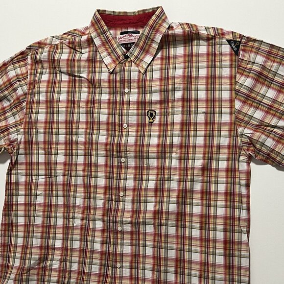 Gilyard MFG Shirt Long Sleeve Casual Plaid Button Down Red Men's size XXL 2XL - Picture 1 of 8